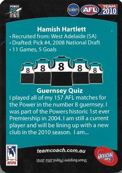2010 Team Zone AFL Team - Silver #35 Hamish Hartlett Back